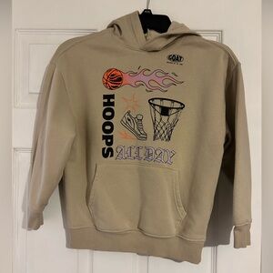 Old Navy boys size 8, tan hooded basketball sweatshirt